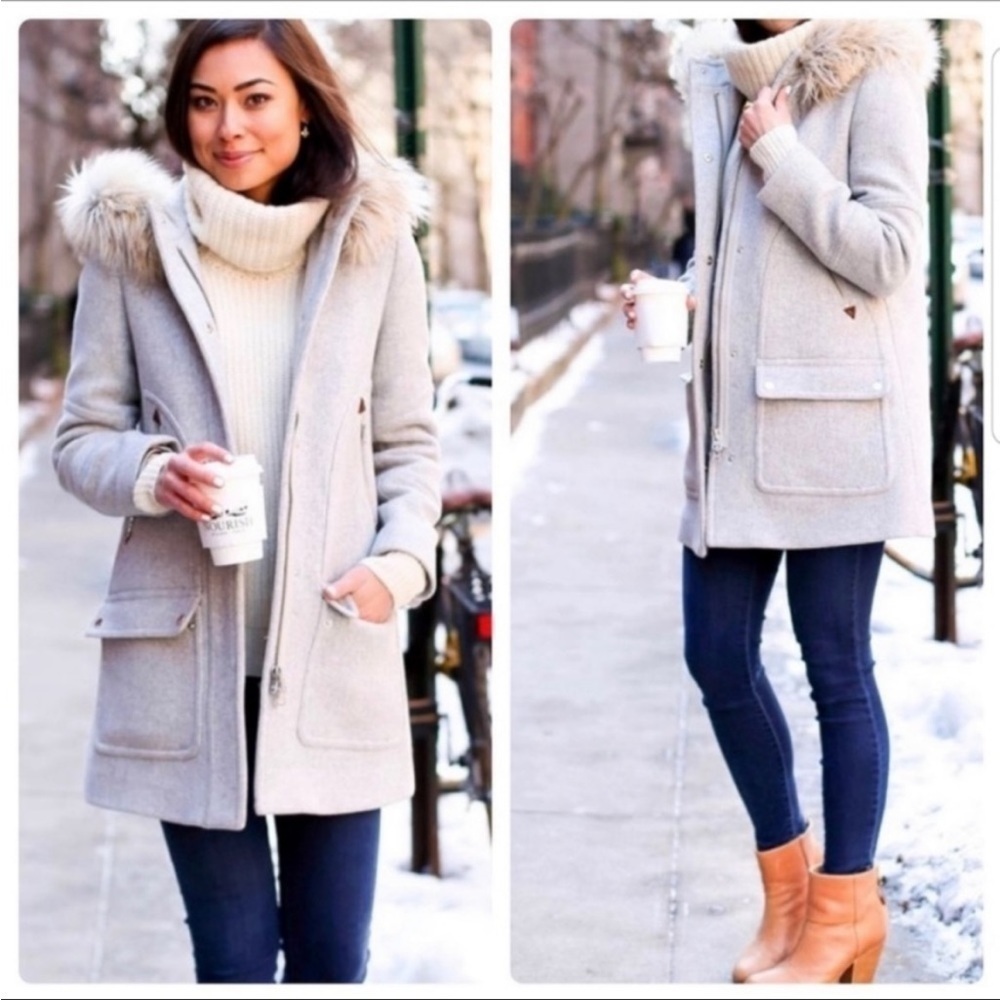 J. Crew Chateau Parka in Italian stadium-cloth wool Gray Coat Size 0 - Picture 5 of 12
